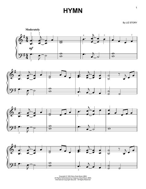 hymn sheet  liz story easy piano