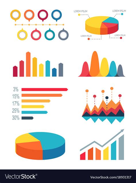set  pie charts  bar graphs  infographic vector image