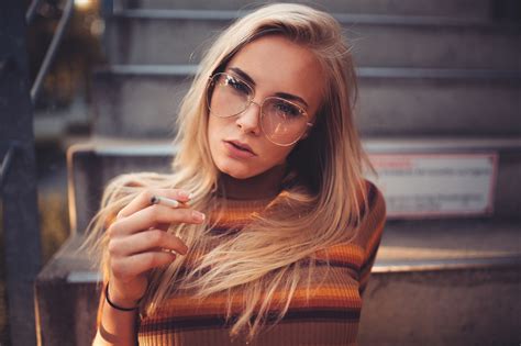 wallpaper face blonde long hair women with glasses