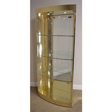 Mastercraft Mid Century Modern Brass Bow Glass Curio Display Cabinet
