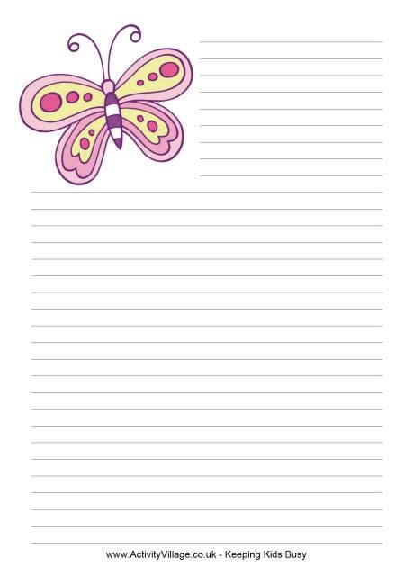 butterfly writing paper