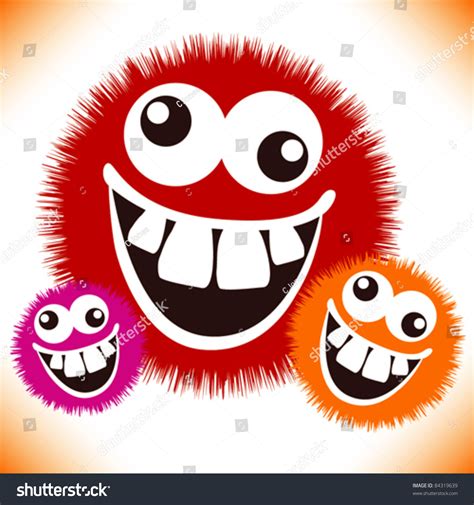 Crazy Furry Funny Face Cartoon Design Stock Vector