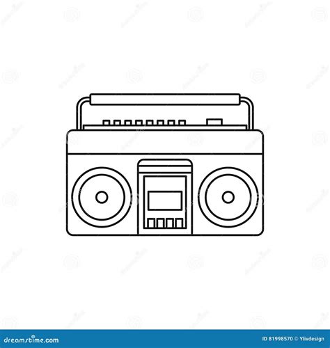 classic boombox icon outline style stock vector illustration