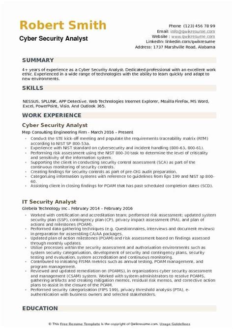 cyber security resume keywords  entry level security analyst resume