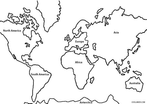 continents cut outs printables sketch coloring page