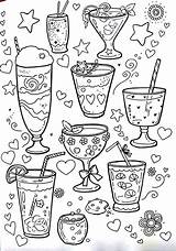 Coloring Pages Adult Colouring Food Ausmalbilder Book Books Doodles Kids Drinks Drink Outline Printable Color Summer Sheets Kawaii Desenhos Drawings sketch template