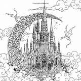 Coloring Pages Detailed Extreme Kerby Rosanes Colouring Book Adult Dragon Castle Search Amazon Books Time Adults Challenge Printable Fantasy Cute sketch template