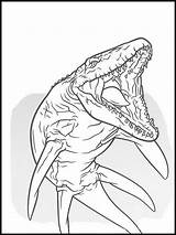 Coloring Mosasaurus Jurassic Dinosaur sketch template