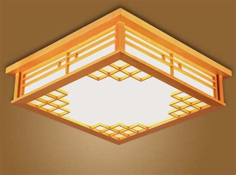 japanese ceiling lights square  cm bedroom led lamps lights sheepskin study wood ceiling