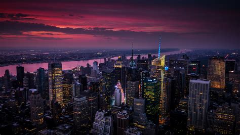 birds eye view  city lights  night time screenshot york hd