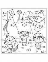 Flying Kites Jugando Kite Cometas Fly Toddlers Primarygames 99worksheets sketch template