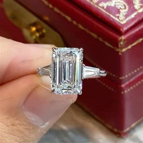 ct certified emerald cut lab diamond  stone engagement ring gift