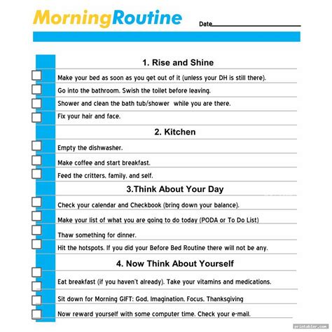 printable flylady daily routine printable templates  nora