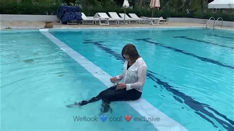 💦wet Jeans Wet Sneakers Wet White Shirt💦 Lulu In Swimming Pool 😊