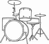 Drum Set Coloring Kit Drawing Clipart Pages Drums Easy Drawings Printable Instruments Drumstel Top Sets Schlagzeug Clip Music Print Library sketch template