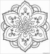 Coloring Pages Flower Color Print Abstract Beautiful Mandala Flowers Printable Pretty Adults Teens Intense Floral Intricate Little Animal Getdrawings Getcolorings sketch template