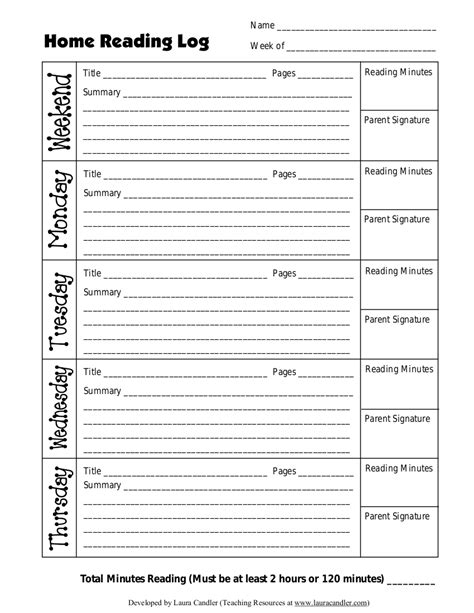 printable reading log  examples format  examples