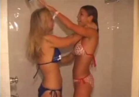 Amazing Hot Lesbians Are Taking A Shower And Spooning Each Other