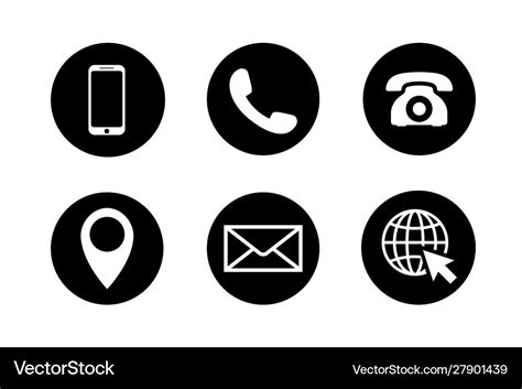 contact icon set phone location mail web site vector image