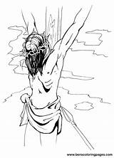 Jesus Cross Coloring Pages Printable Carrying Christian Bible Drawing Passion Sunday Crafts Benscoloringpages Getcolorings Print Color Getdrawings Through Crosses Angel sketch template