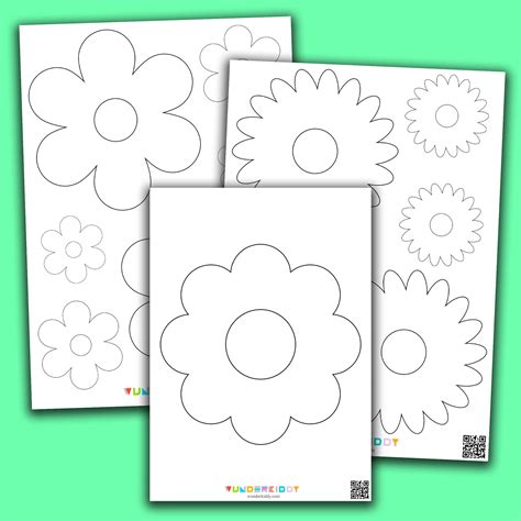printable simple flower paper craft template  kids