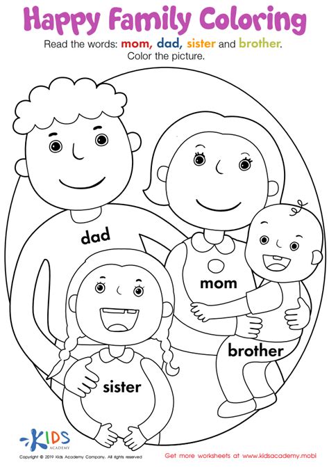 happy family coloring worksheet  coloring page printout  kids