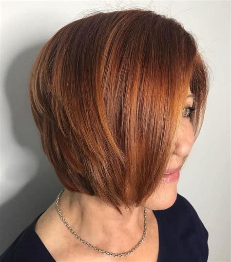 Jaw Length Red Peek A Boo Bob Hairstyle Hair Color For Women Ageless
