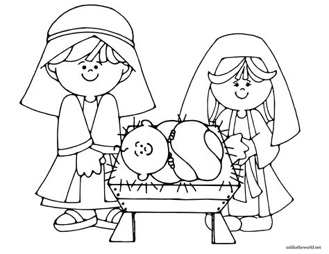 nativity coloring pages  printable  christmas