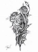 Men Tattoos Template Outline Biomechanical Tattoo Leg Designs Wrist Sleeve Sketches Gear Biomech Sick Tribal Guys Templates Models Mens Sketch sketch template