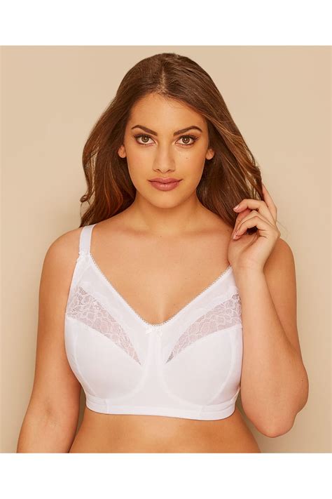 white cotton rich non wired bra with lace trim yours clothing