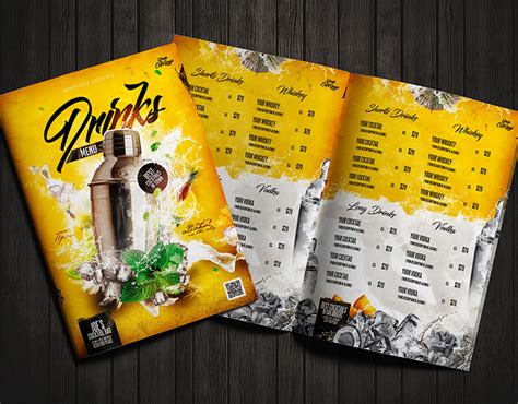 drinks menu behance