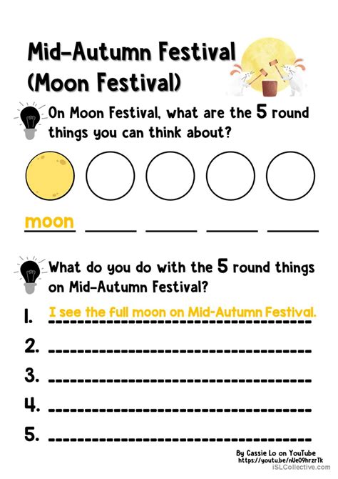 story lesson  moon festival idea english esl worksheets