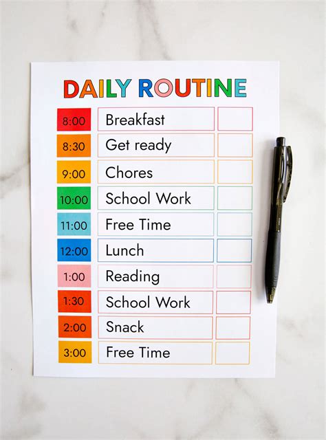daily schedule printables