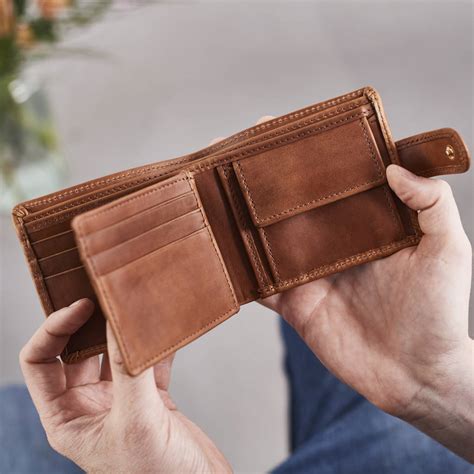 personalised leather tri fold wallet  rfid  vida vida
