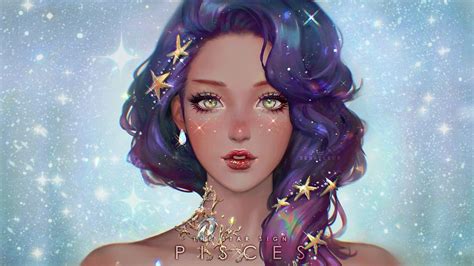 purple hair star woman artistic hd wallpaper