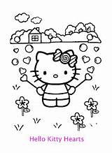 Kitty Hello Hearts Coloring Painting Could sketch template