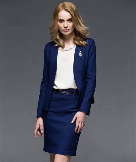 royal blue slim fit ladies office skirts uniform suits  blazer dress formal bussiness