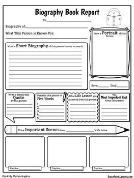 biography graphic organizer template  green apple lessons tpt