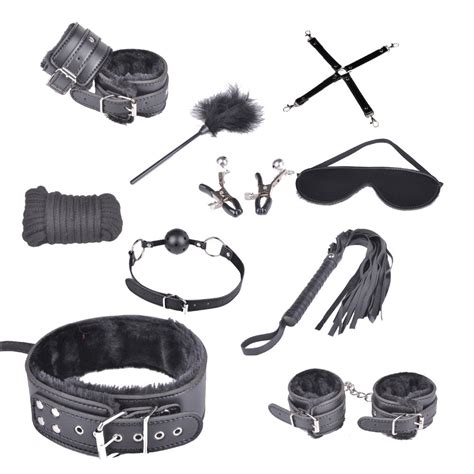 10pcs set faux leather bondage restraints sex kit adult products