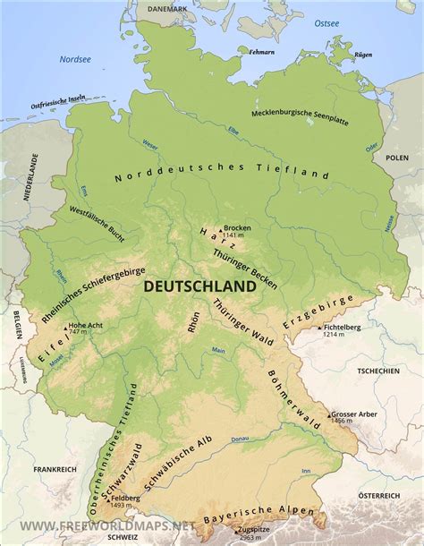 deutsche gebirge karte deutschlandkarte