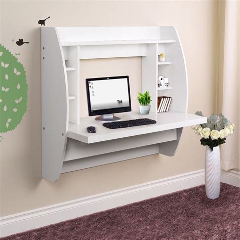 zimtown wall mounted computer desk floating office home pc table