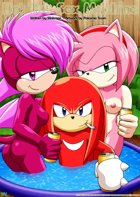 xbooru amy rose anthro comic furry hot tub sex machine knuckles the echidna mobius unleashed