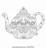 Teapot Stylized Zentangle Ornamental Artistically sketch template