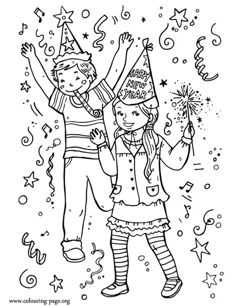 year kids celebrating  year coloring page