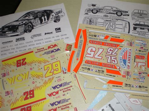 assorted vintage nascar model car decal sticker  sheets models kits