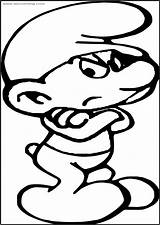 Smurf Coloring Grouchy Wecoloringpage sketch template
