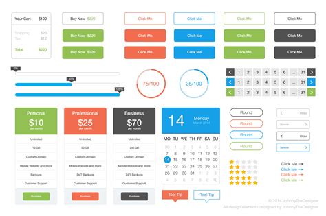 colorful flat ui kit psd freebie  psd