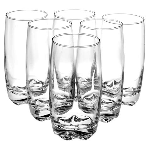 6 pcs 375ml drinking glasses set cups with thick base for juice water