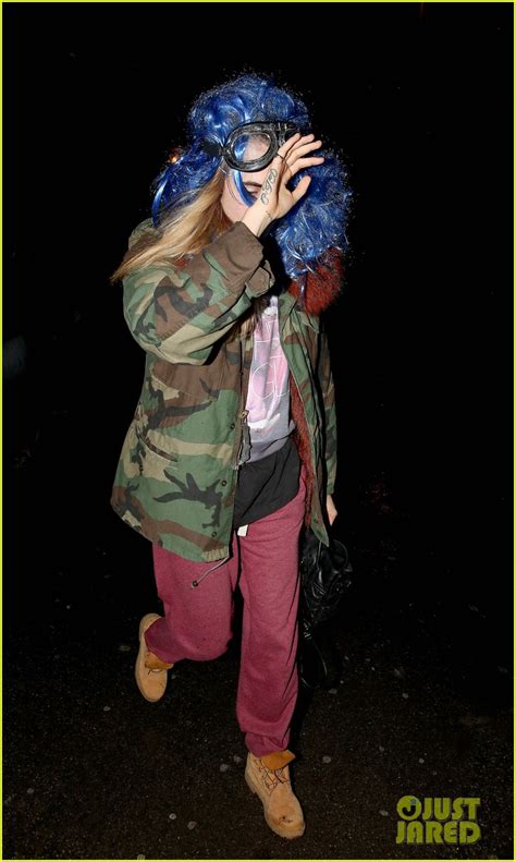 Cara Delevingne Wears Blue Wig For Thorpe Park Fright Night Launch
