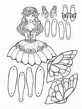 Paper Coloring Dolls Fairy Doll Garden Template Puppet Puppets Pages Printable Fairies Crafts Craft Basteln Colouring Ausmalen Rocks Print Von sketch template